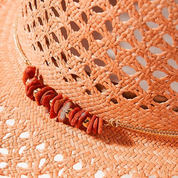 HTF Van Palma Beaded Straw Boater Hat main image 8